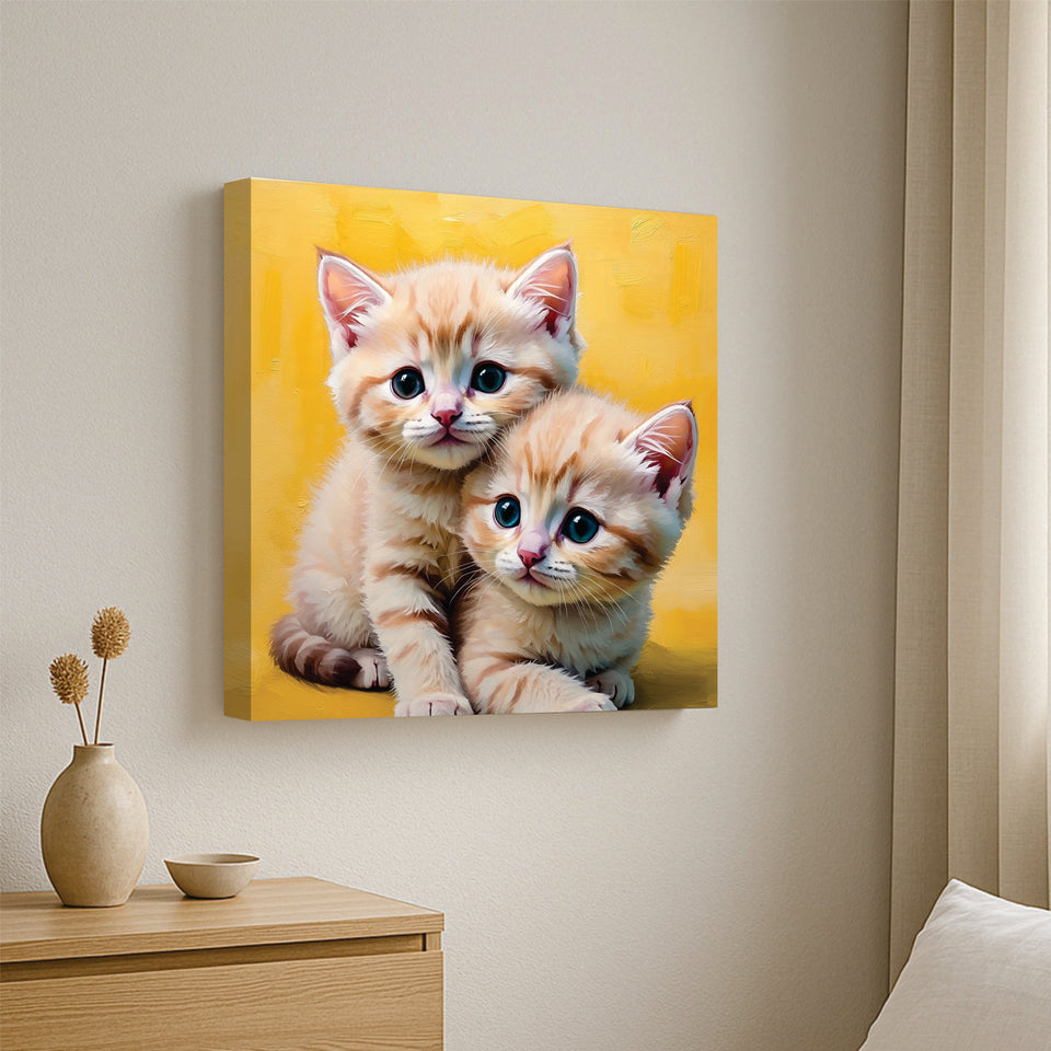 Best Friends Forever – Cats Duo Canvas  Wall Art Stretched Frame Painting