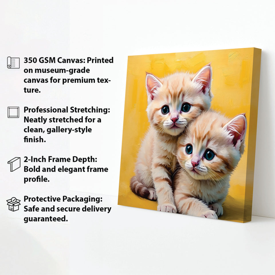 Best Friends Forever – Cats Duo Canvas  Wall Art Stretched Frame Painting