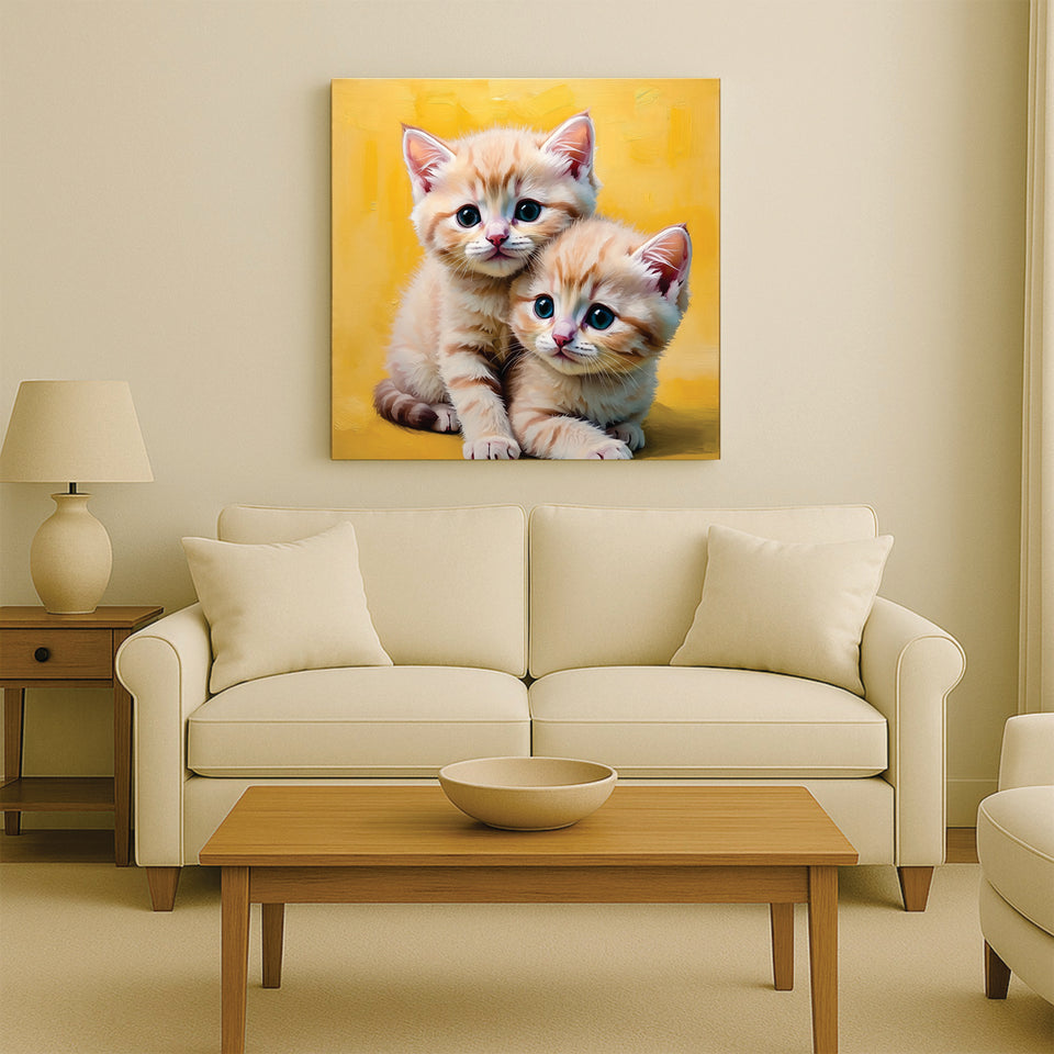 Best Friends Forever – Cats Duo Canvas  Wall Art Stretched Frame Painting