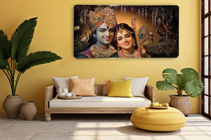 Radha Krishna Crystal Wall Art Painting In Big Size