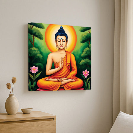 Illuminated Stillness — Where Flame Meets Serenity Canvas Wall Art Stretched Frame Painting
