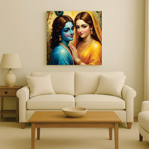 Divine Love – Radha Krishna Canvas Wall Art Stretched Frame Painitng