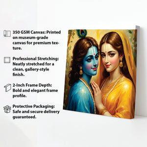 Divine Love – Radha Krishna Canvas Wall Art Stretched Frame Painitng