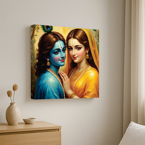 Divine Love – Radha Krishna Canvas Wall Art Stretched Frame Painitng