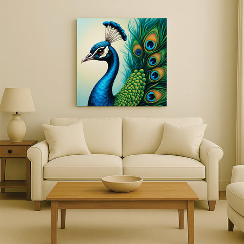 Majestic Beauty – Peacock Canvas Wall Art Stretched Frame Painting