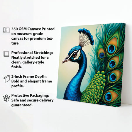 Majestic Beauty – Peacock Canvas Wall Art Stretched Frame Painting