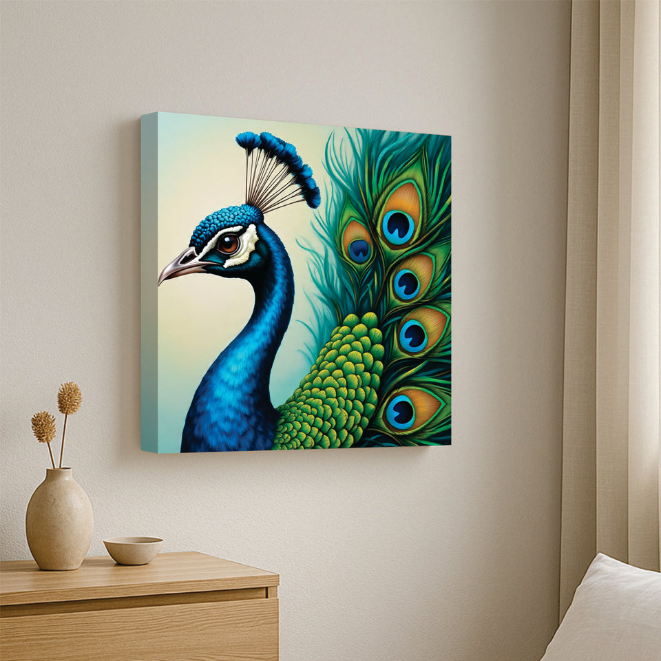Majestic Beauty – Peacock Canvas Wall Art Stretched Frame Painting