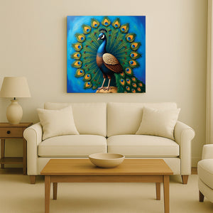 Royal Peacock – Symbol of Beauty & Grace Canvas Wall Art Stretched Frame Painting