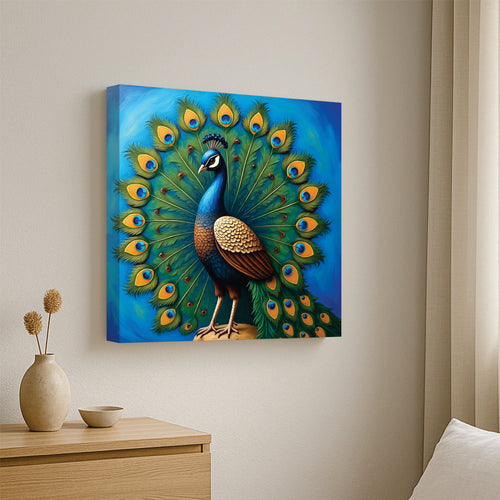 Royal Peacock – Symbol of Beauty & Grace Canvas Wall Art Stretched Frame Painting