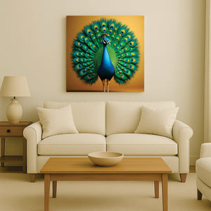 Elegance on Canvas – Majestic Peacock Art Canvas Wall Art Stretched Frame Painting