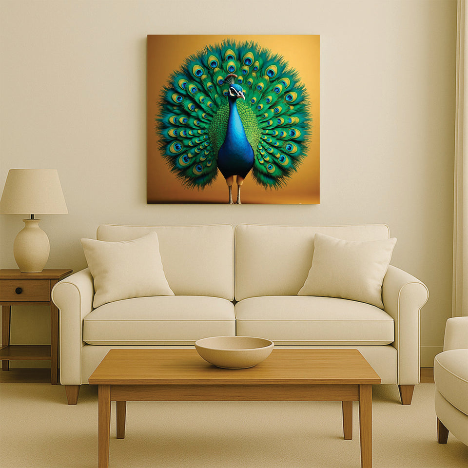 Elegance on Canvas – Majestic Peacock Art Canvas Wall Art Stretched Frame Painting