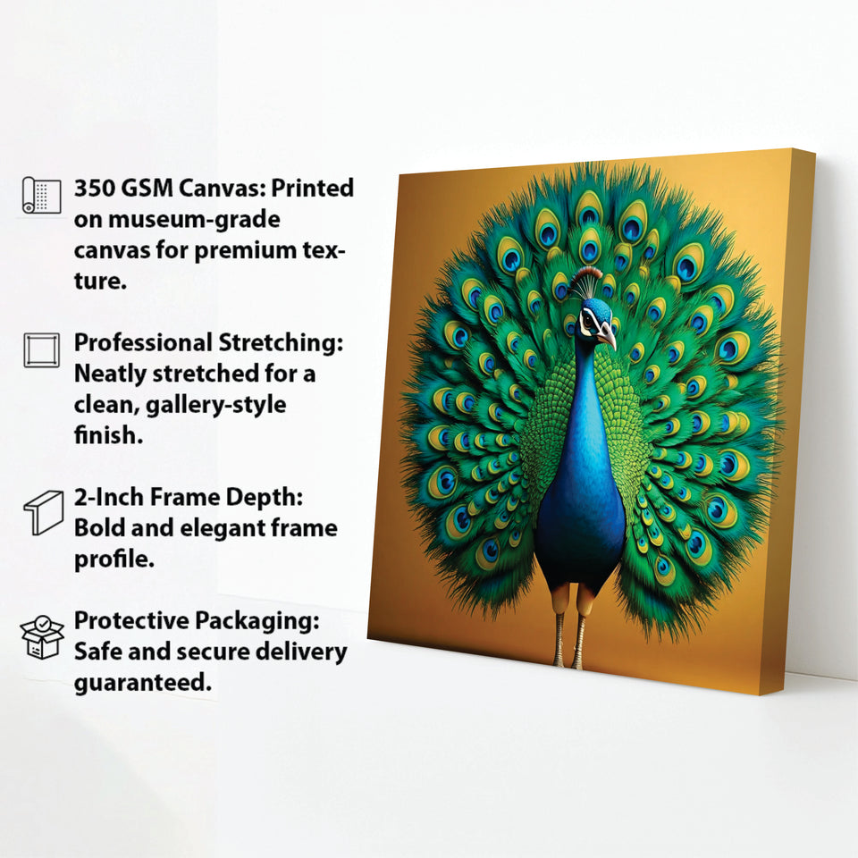 Elegance on Canvas – Majestic Peacock Art Canvas Wall Art Stretched Frame Painting
