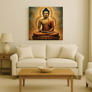 Flame of Wisdom in Quiet Reflection Canvas Wall Art Stretched Frame Painting