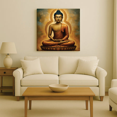 Flame of Wisdom in Quiet Reflection Canvas Wall Art Stretched Frame Painting