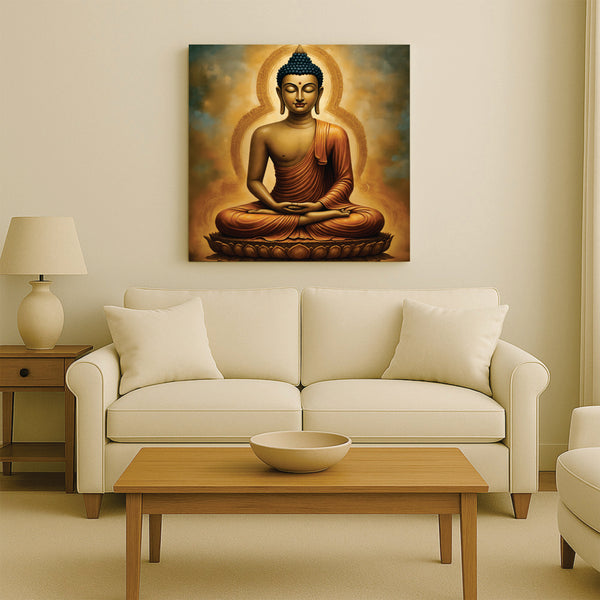 Flame of Wisdom in Quiet Reflection Canvas Wall Art Stretched Frame Painting