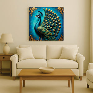 Vibrant Peacock Wall Décor for Modern Homes Canvas Wall Art Stretched Frame Painting