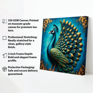 Vibrant Peacock Wall Décor for Modern Homes Canvas Wall Art Stretched Frame Painting