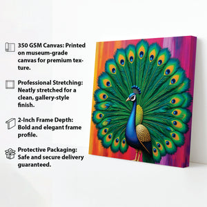 Nature’s Royal Beauty – Peacock Painting Canvas Wall Art Stretched Frame Painting