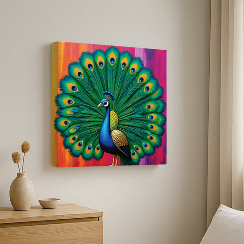 Nature’s Royal Beauty – Peacock Painting Canvas Wall Art Stretched Frame Painting
