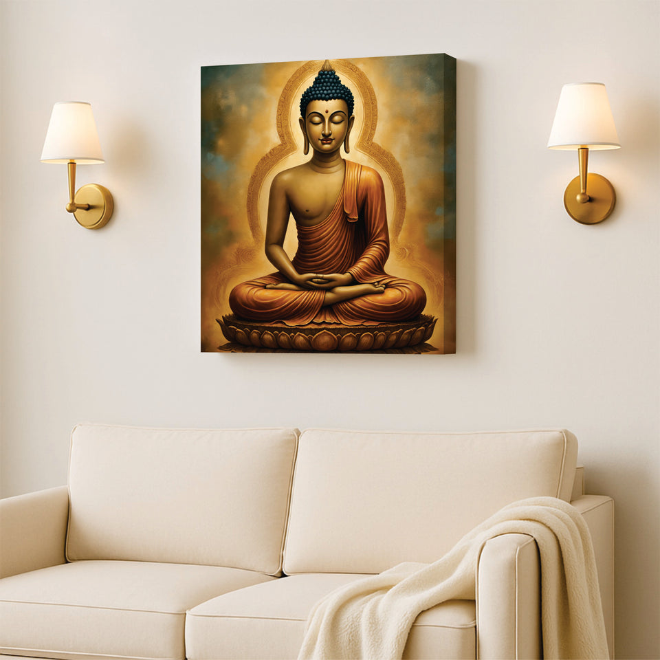 Flame of Wisdom in Quiet Reflection Canvas Wall Art Stretched Frame Painting