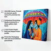 Radha Krishna in Rain – Eternal Love Canvas Wall Art Stretched Frame Painting