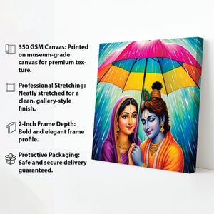 Love in the Rain – Radha Krishna Canvas Art  Canvas Wall Art Stretched Frame Painting