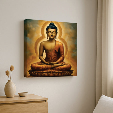 Flame of Wisdom in Quiet Reflection Canvas Wall Art Stretched Frame Painting