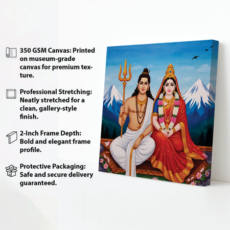 Blessings of Lord Shiva & Maa Parvati – Spiritual Décor Canvas Wall  Art Stretched Frame Painting