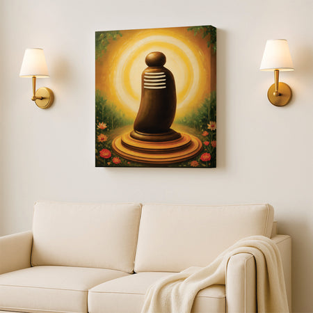 Sacred Shiva Lingam – Divine Canvas Wall Art Stretched Frame Painting