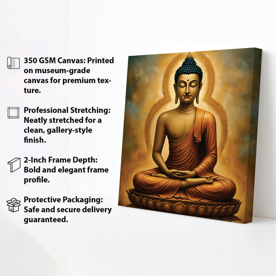 Flame of Wisdom in Quiet Reflection Canvas Wall Art Stretched Frame Painting