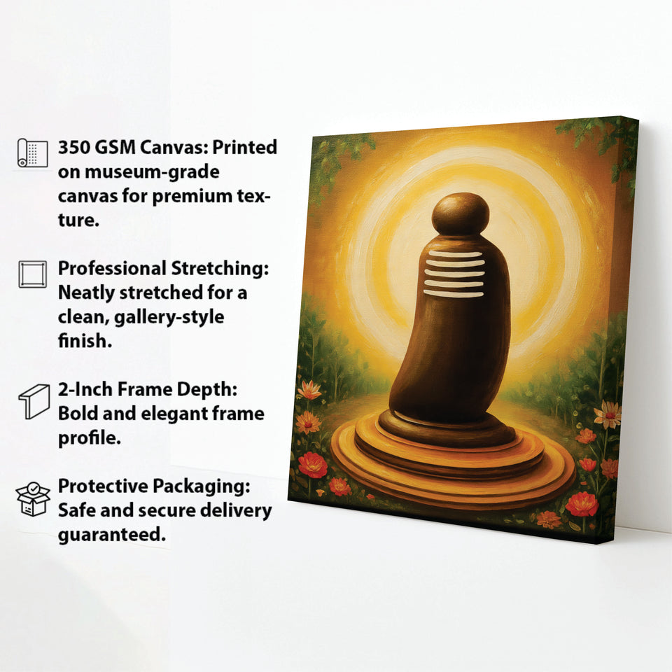 Sacred Shiva Lingam – Divine Canvas Wall Art Stretched Frame Painting