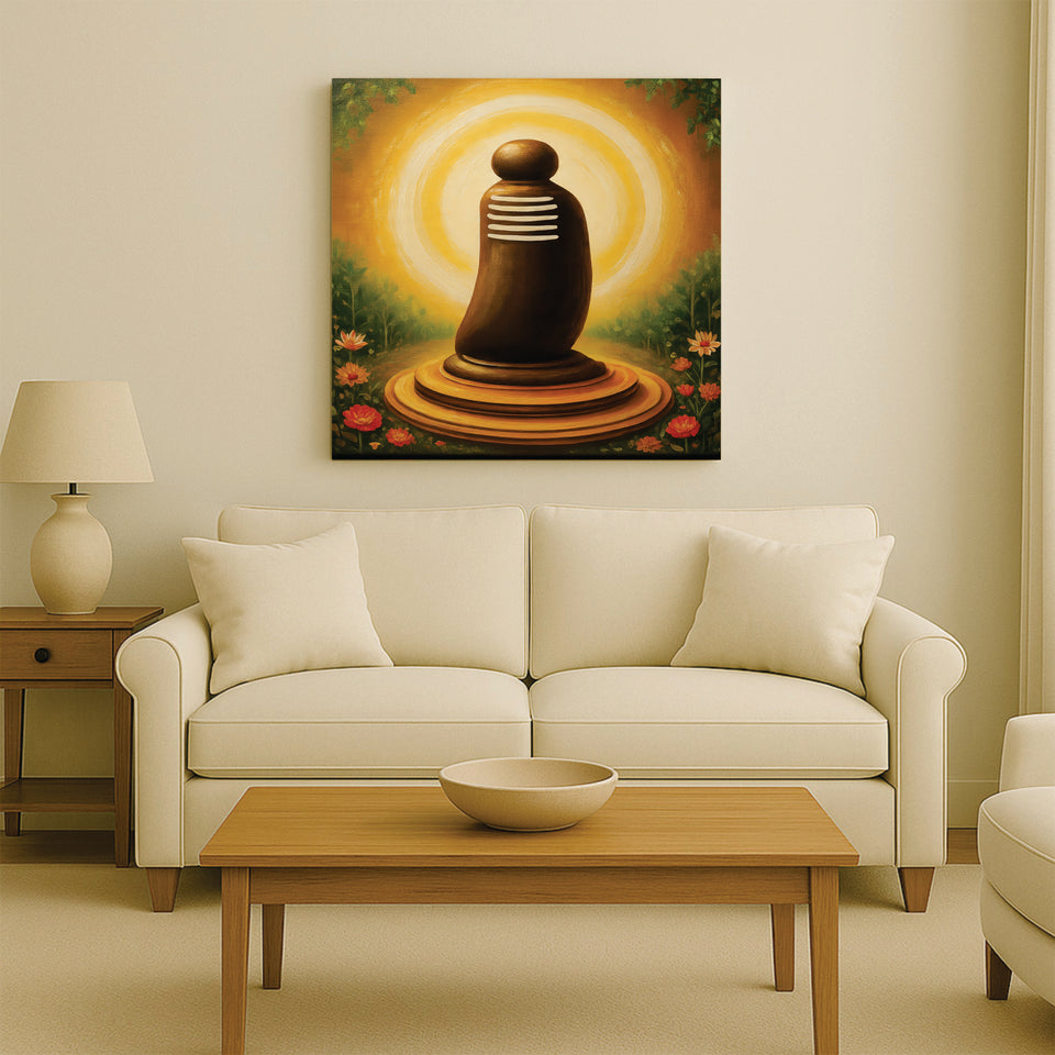 Sacred Shiva Lingam – Divine Canvas Wall Art Stretched Frame Painting