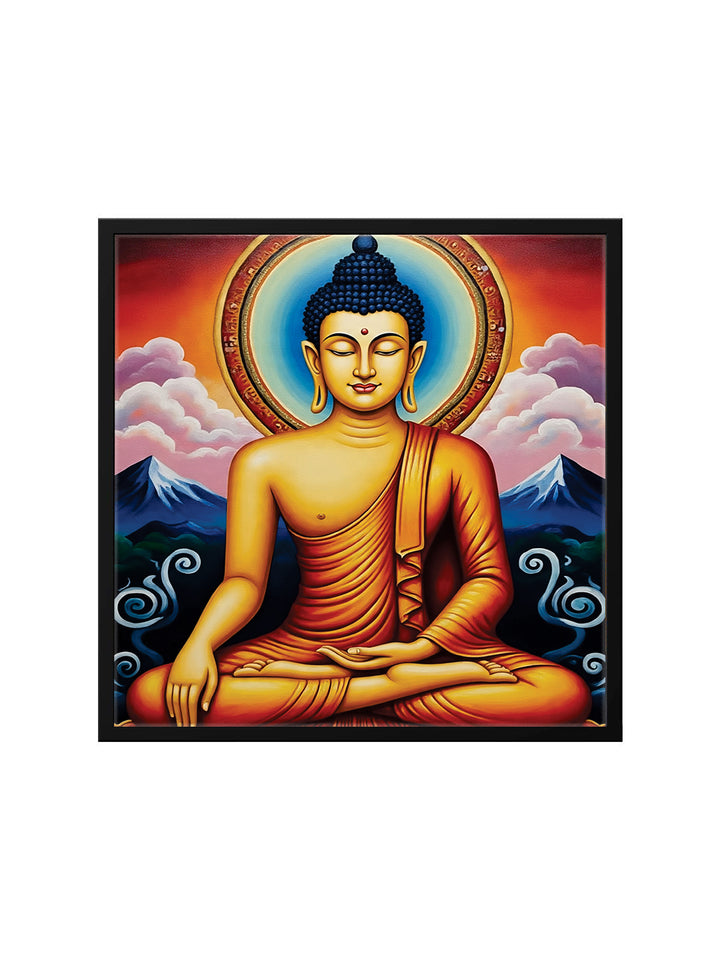 Saffron Flame of Stillness Canvas Wall Art Black Frame Painting