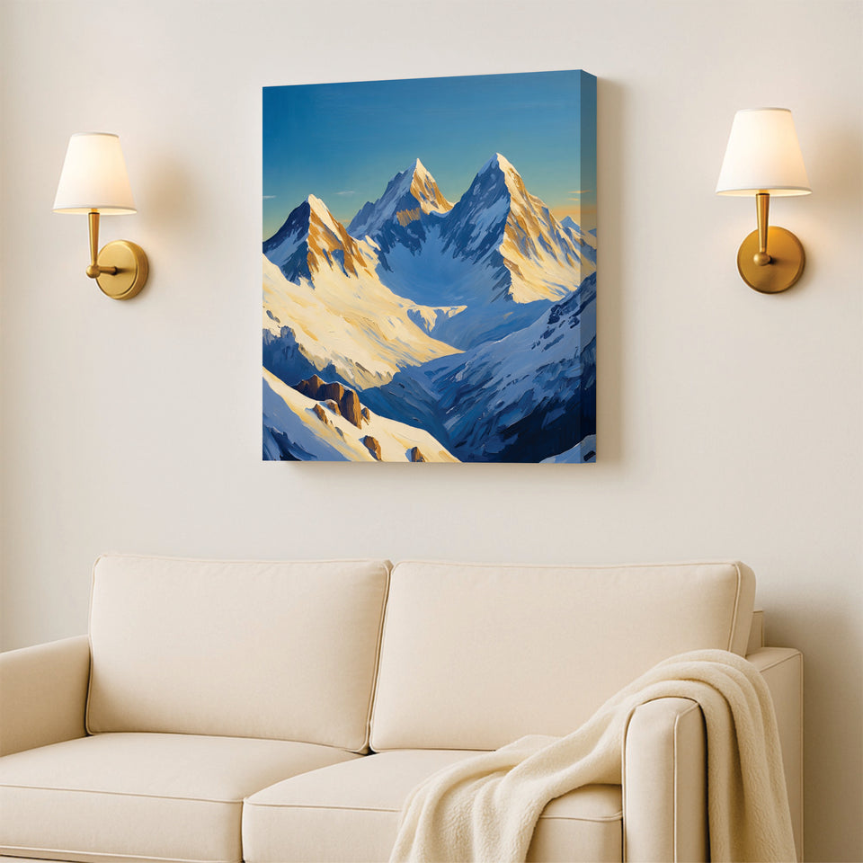 Serenity in the Peaks – Premium Mountain Canvas Wall Art Stretched Frame Painting