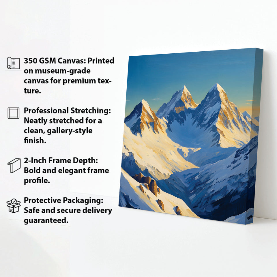 Serenity in the Peaks – Premium Mountain Canvas Wall Art Stretched Frame Painting