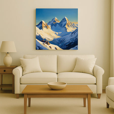 Serenity in the Peaks – Premium Mountain Canvas Wall Art Stretched Frame Painting