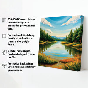 Breathtaking Nature Canvas Stretched Frame – Beauty of Green & Blue