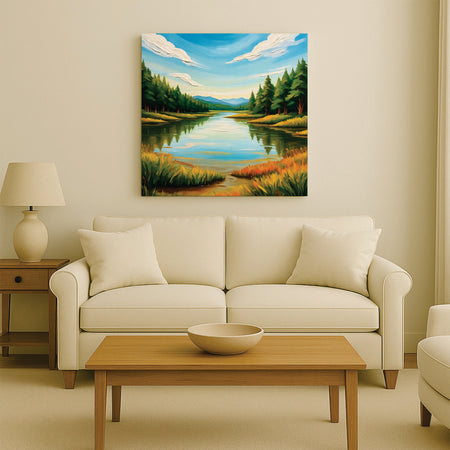 Breathtaking Nature Canvas Stretched Frame – Beauty of Green & Blue