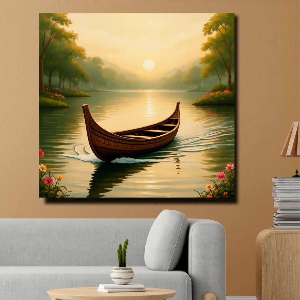 Where Dawn Meets Quiet Water—Serenity Awaits Canvas Wall Art Stretched Frame Painting