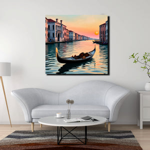 A Solitary Boat, Softly Guided by Morning Light canvas Wall Art Stretched Frame Painting