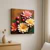 Rustic Floral Canvas Wall Art Stretched Frame – Hand-Painted Aesthetic Flowers