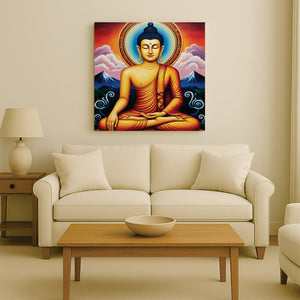 Saffron Flame of Stillness Canvas Wall Art Stretched Frame Painting