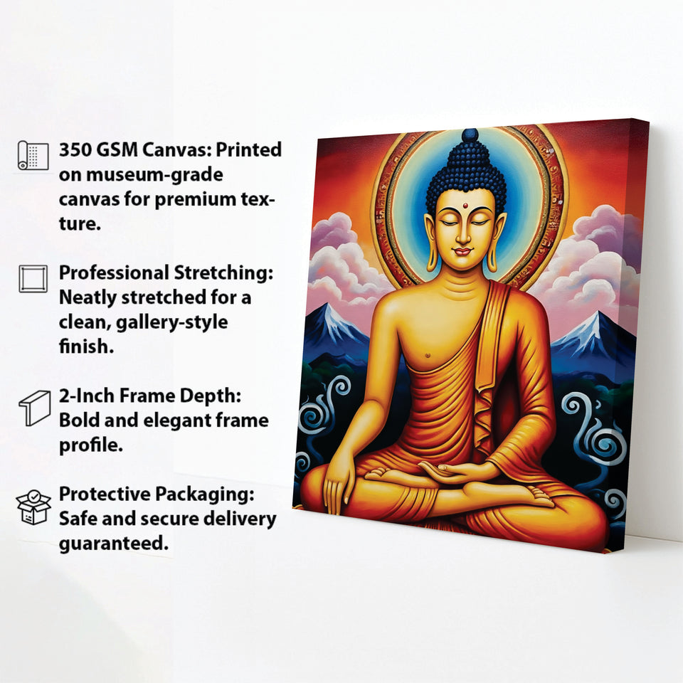 Saffron Flame of Stillness Canvas Wall Art Stretched Frame Painting