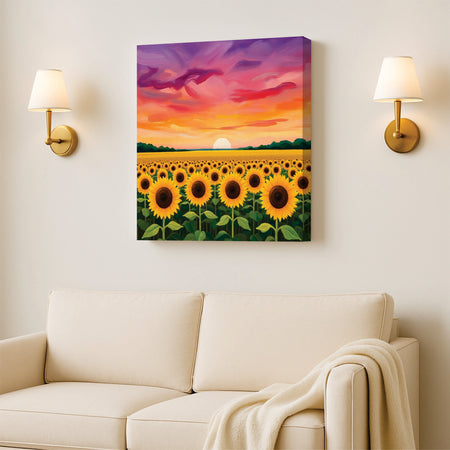Sunset Bloom Studio Canvas Wall art Stretched Frame painting