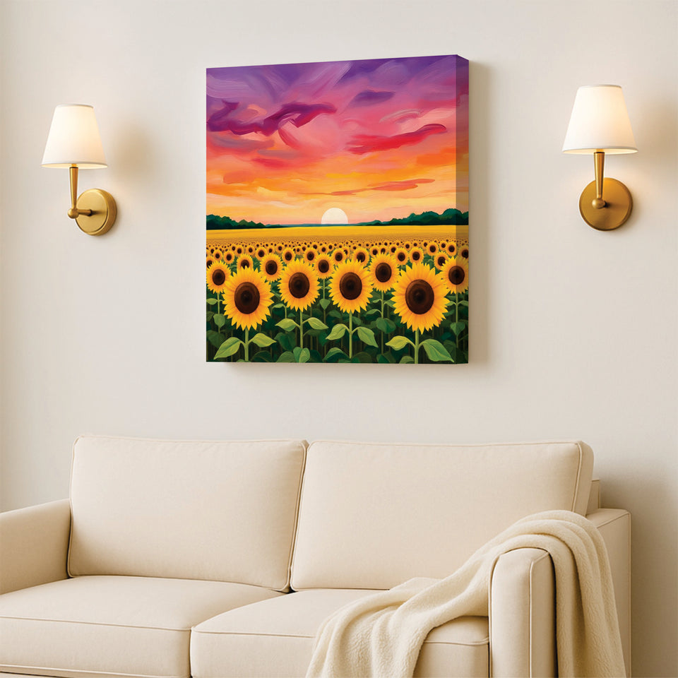 Sunset Bloom Studio Canvas Wall art Stretched Frame painting