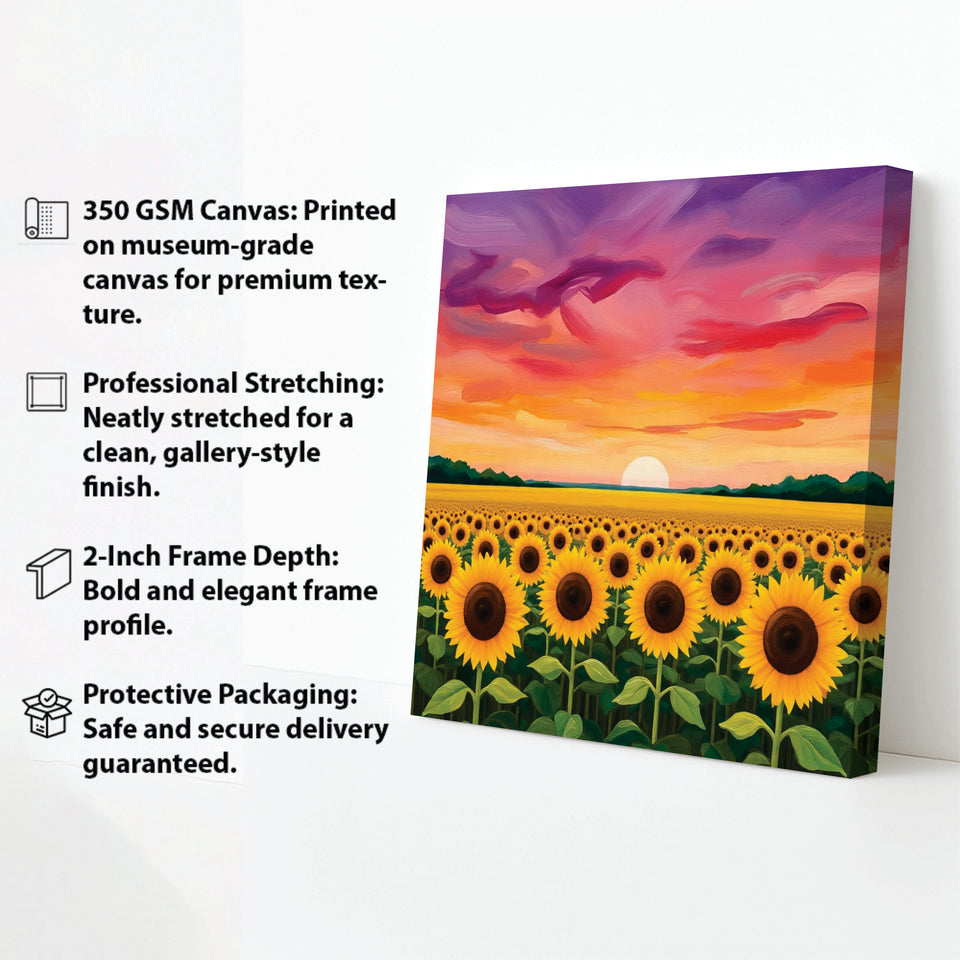 Sunset Bloom Studio Canvas Wall art Stretched Frame painting