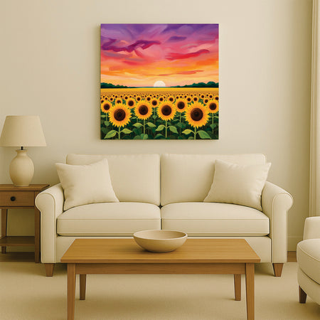 Sunset Bloom Studio Canvas Wall art Stretched Frame painting