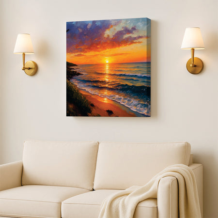 Golden Dusk Studio Canvas Wall Art Stretched Frame Painting