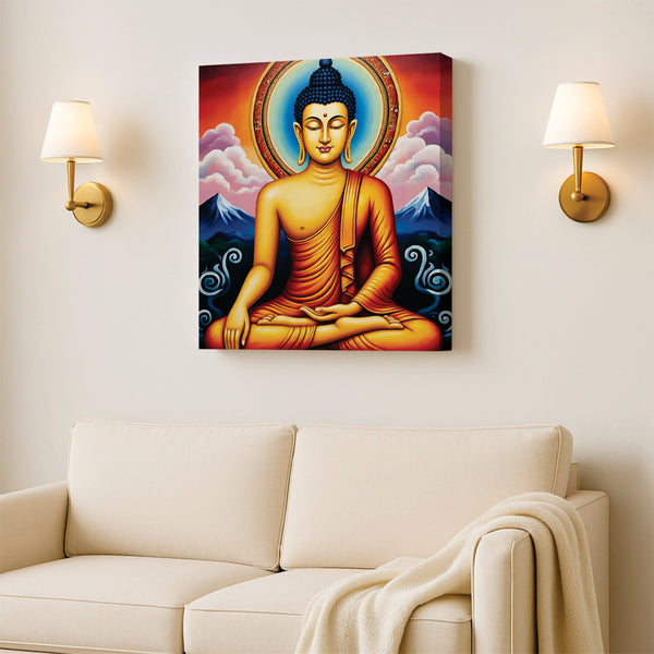 Saffron Flame of Stillness Canvas Wall Art Stretched Frame Painting