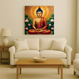 Radiant Renunciation — Enlightened in Silence Canvas Wall Art Stretched Frame Painting